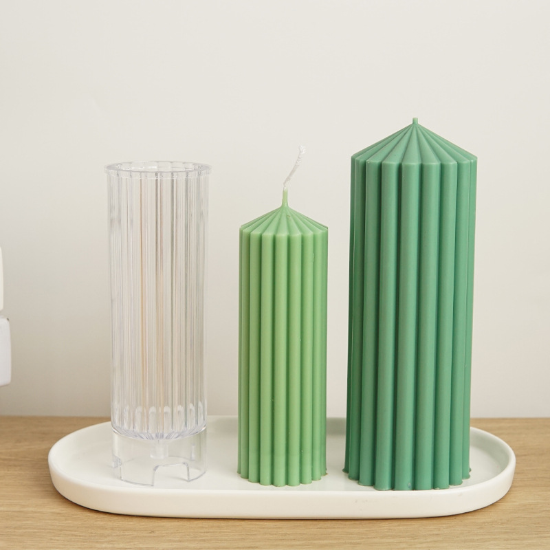 Striped Cylindrical Acrylic Candle Mould