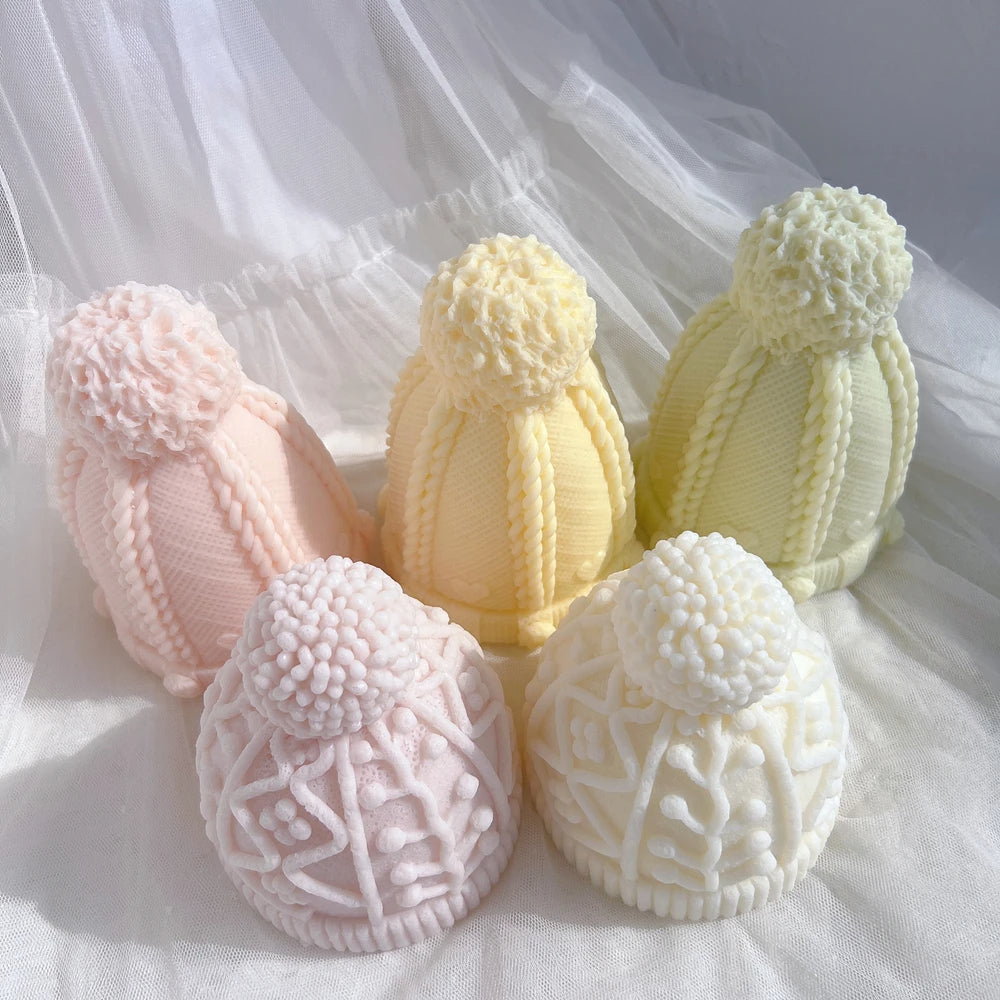 Christmas Winter knitted Hat Silicone Candle Mould