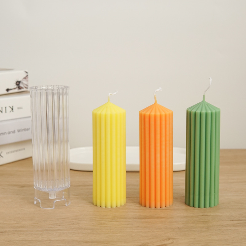 Striped Cylindrical Acrylic Candle Mould