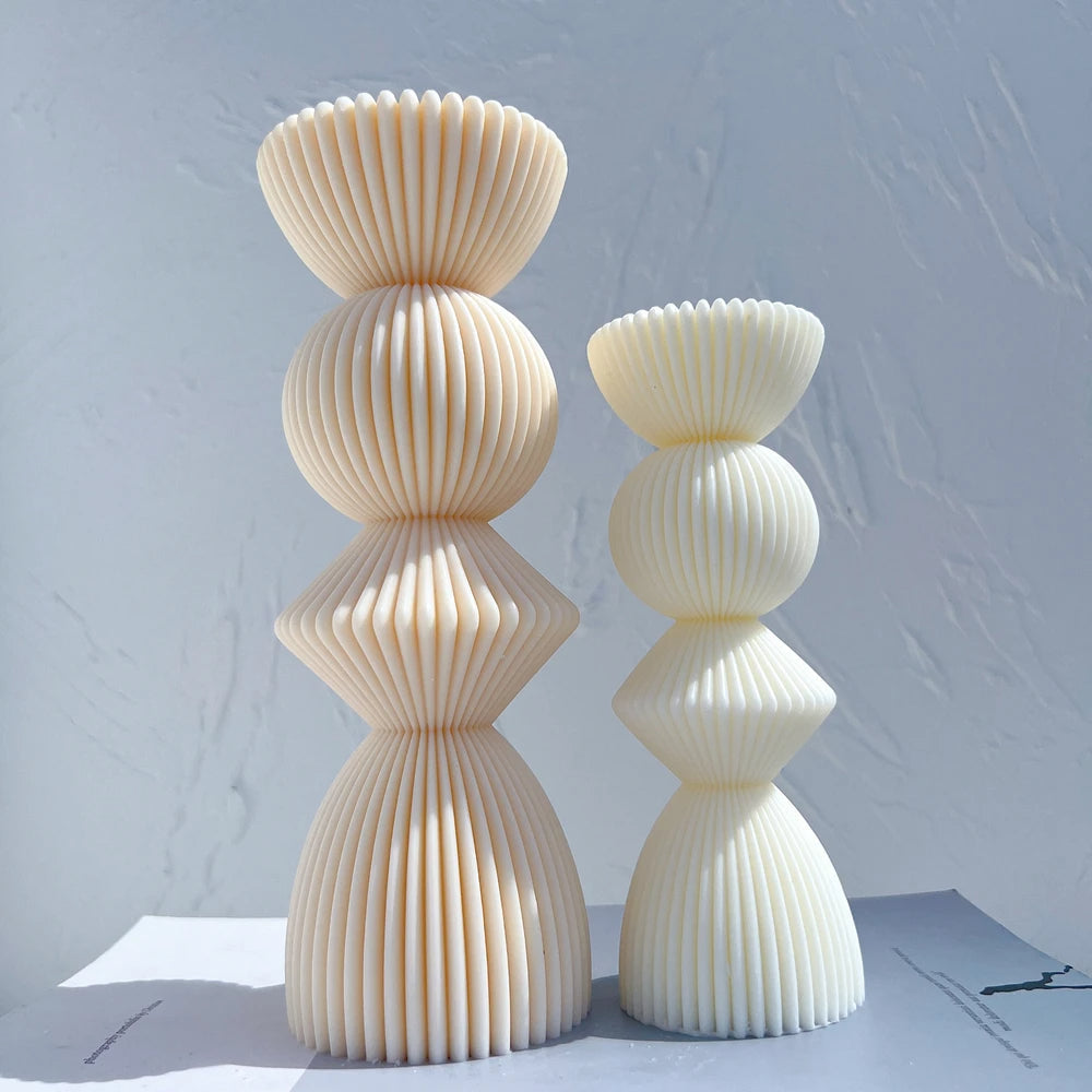 Ribbed Geometric Stack Candle mould