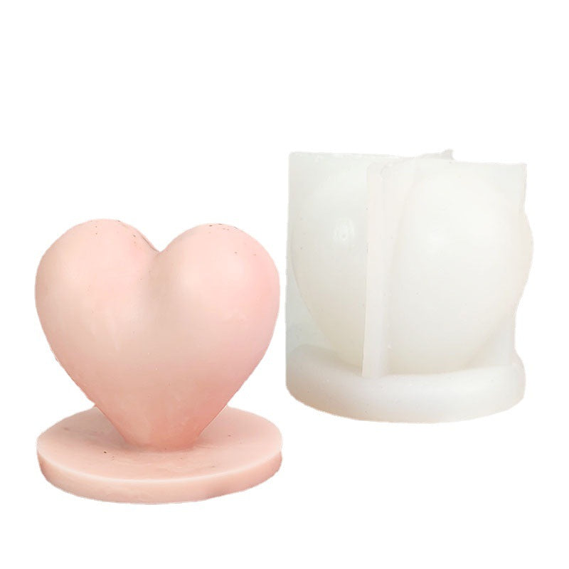 3D Love Heart with Base Silicone Candle Making Mould