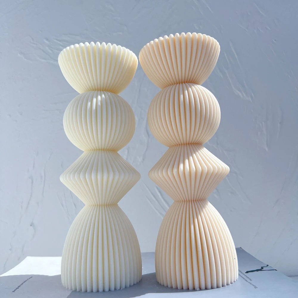 Ribbed Geometric Stack Candle mould