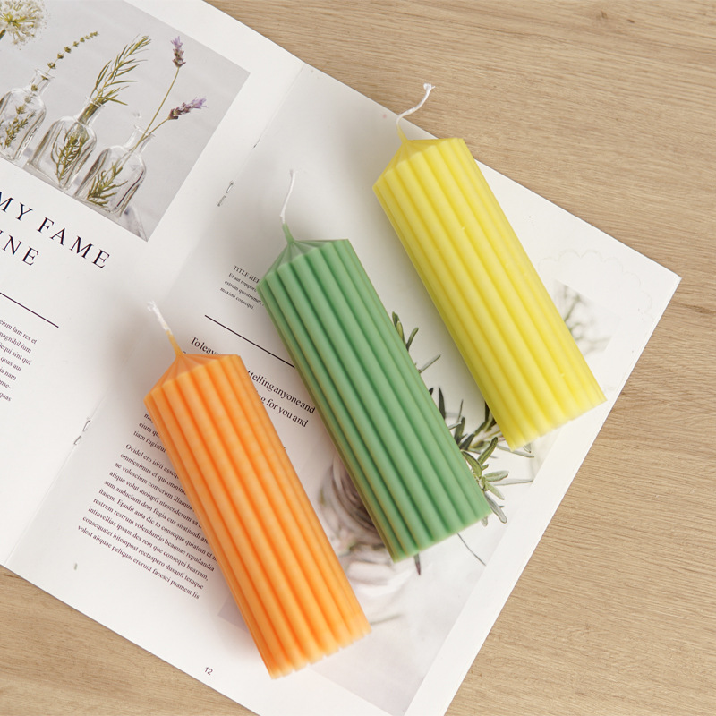 Striped Cylindrical Acrylic Candle Mould