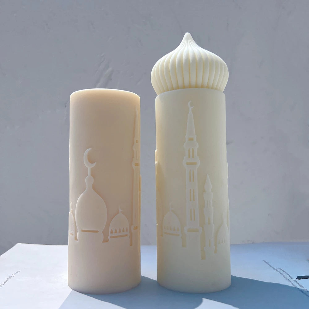 Islamic Mosque Silhouette Ramadan Pillar Candle Silicone Mould