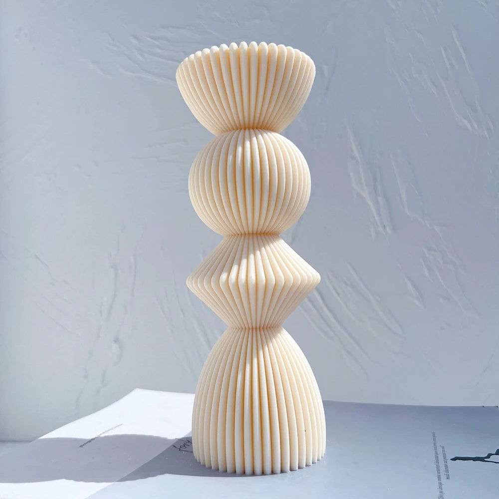 Ribbed Geometric Stack Candle mould