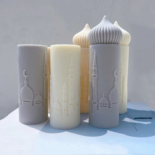 Islamic Mosque Silhouette Ramadan Pillar Candle Silicone Mould