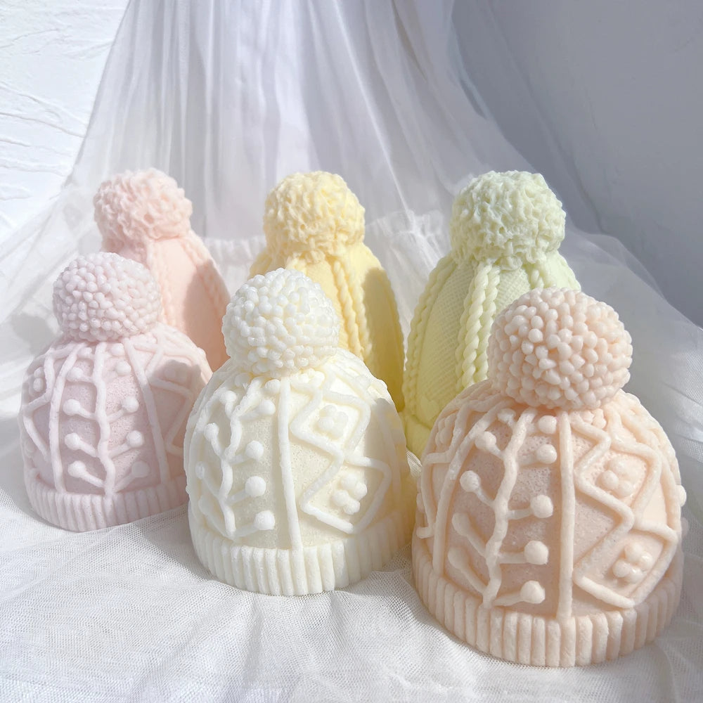 Christmas Winter knitted Hat Silicone Candle Mould
