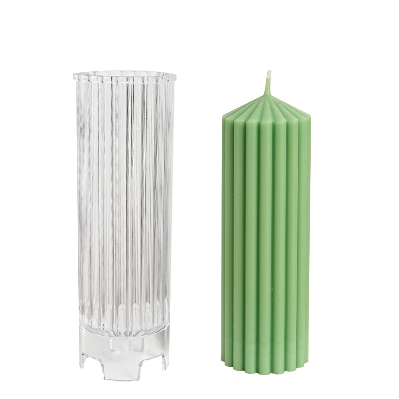 Striped Cylindrical Acrylic Candle Mould