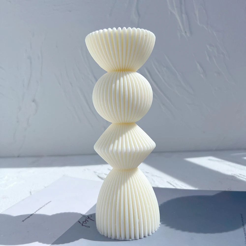 Ribbed Geometric Stack Candle mould