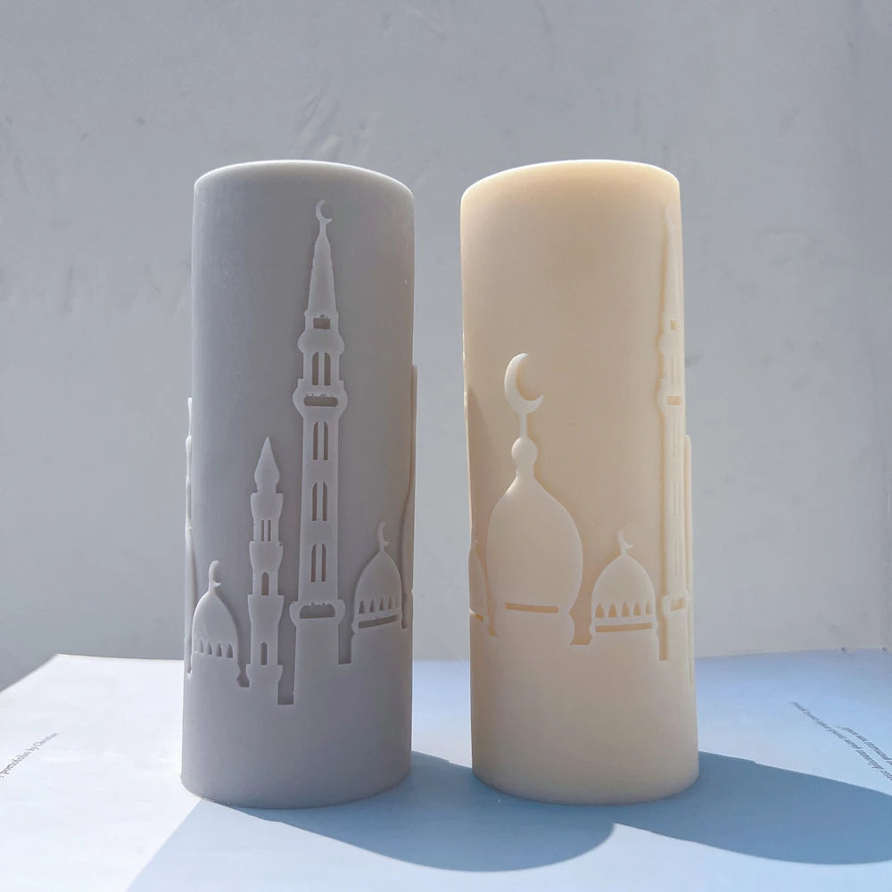 Islamic Mosque Silhouette Ramadan Pillar Candle Silicone Mould