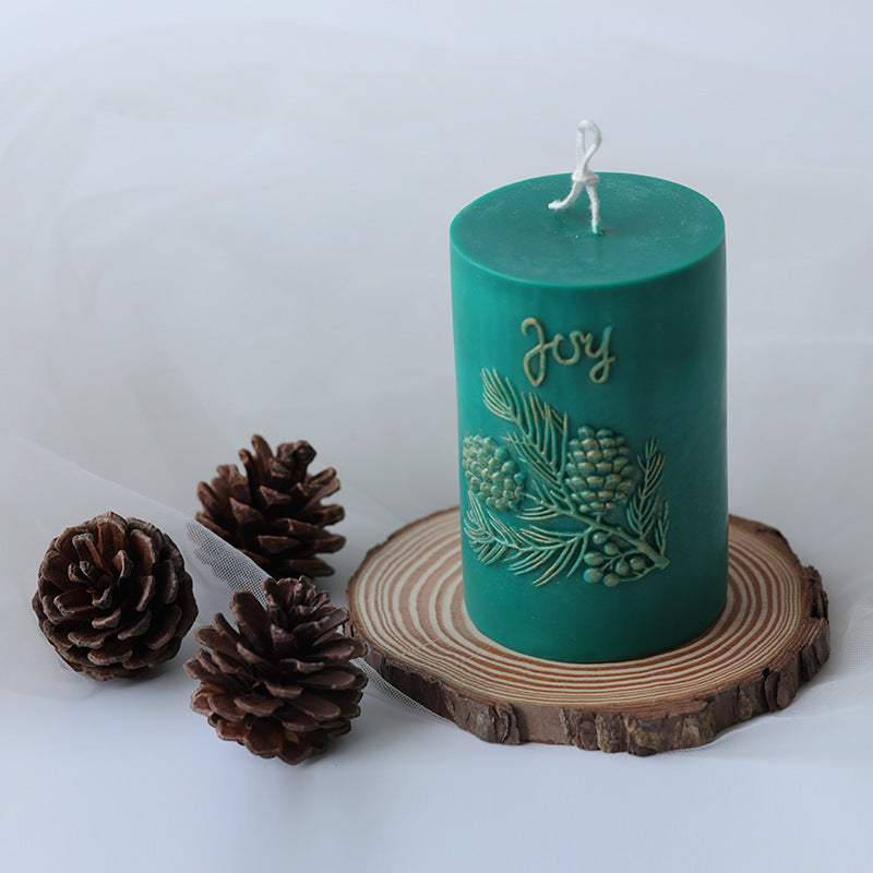 Christmas Joy Cylindrical Pine Cone Candle Mould