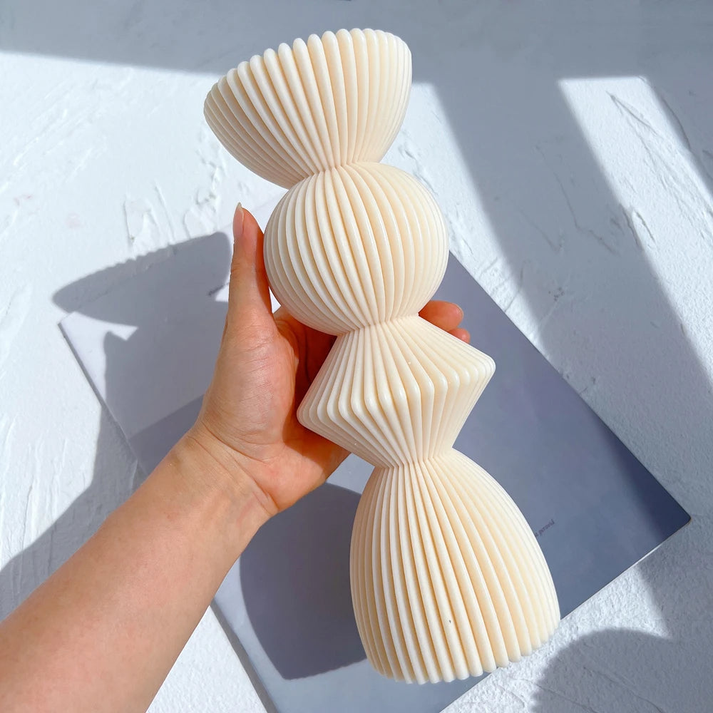Ribbed Geometric Stack Candle mould