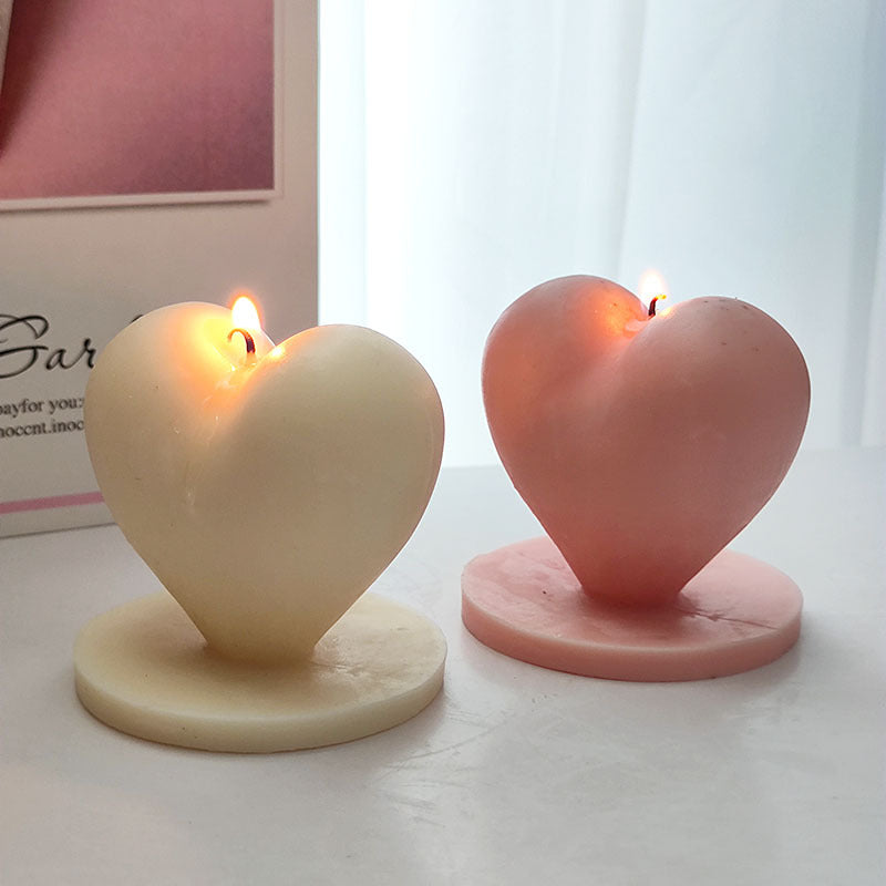 3D Love Heart with Base Silicone Candle Making Mould