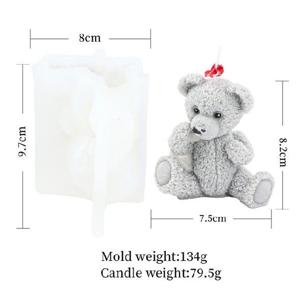 3D Cute Bear Silicone Candle Mould