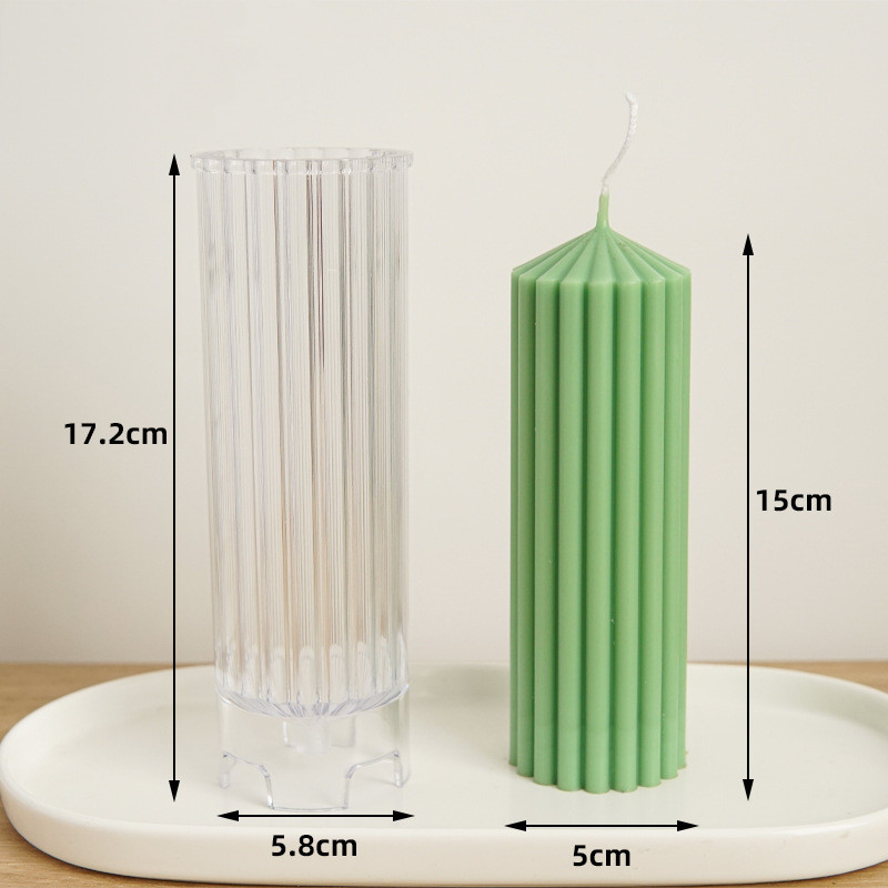 Striped Cylindrical Acrylic Candle Mould