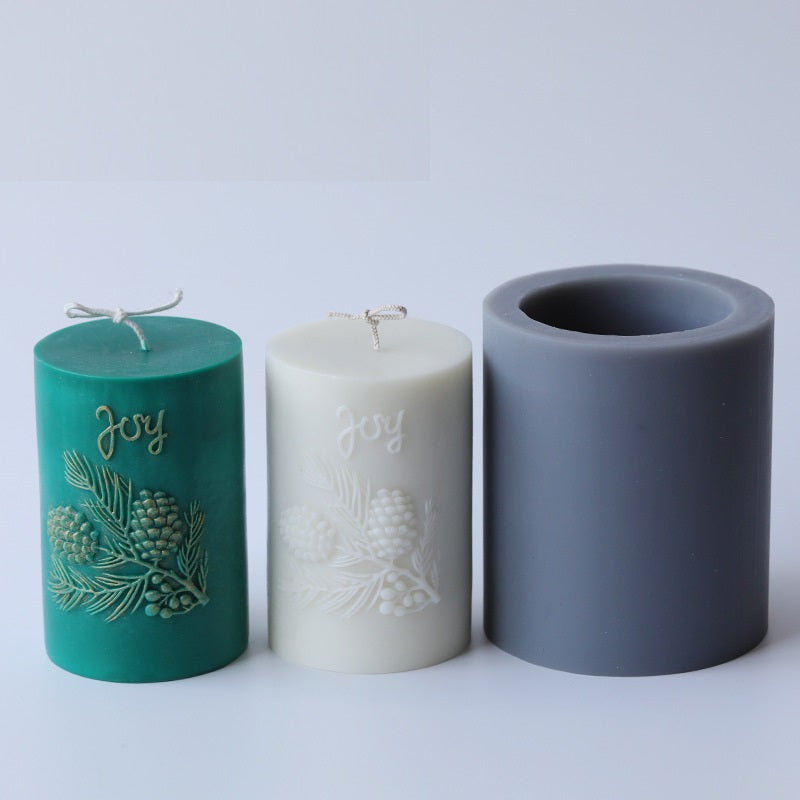 Christmas Joy Cylindrical Pine Cone Candle Mould