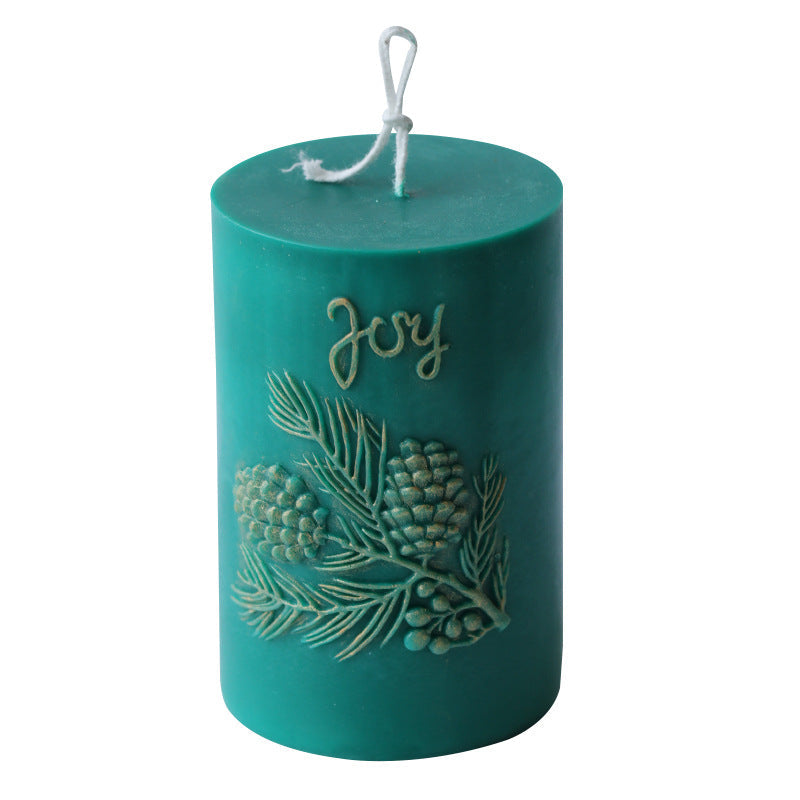 Christmas Joy Cylindrical Pine Cone Candle Mould