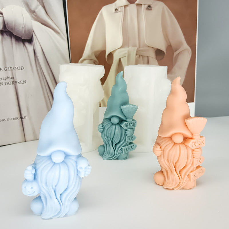 DIY Halloween Theme Gnome Aromatherapy Silicone Candle Mould