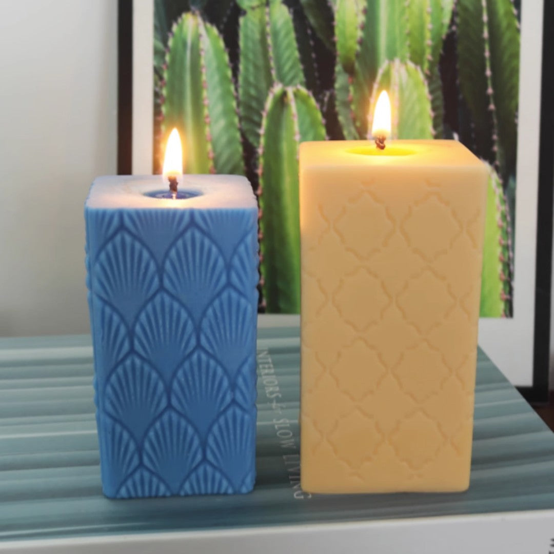 Leaf Pattern Pillar Candle Mould