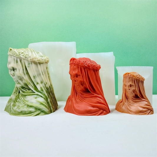 Halloween Veiled Lady Skull Silicone Candle Mould | Craft Spooky Candles