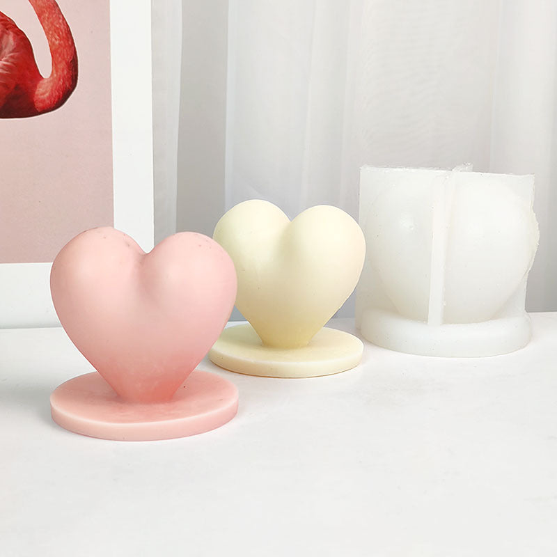 3D Love Heart with Base Silicone Candle Making Mould