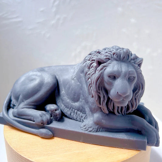3D Charm Lions Statue Silicone Candle Mould