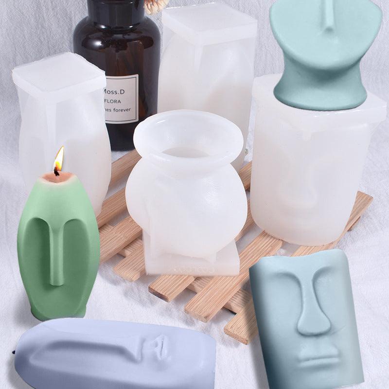 Abstract Human Face Silicone Candle Mould Candles Moulds