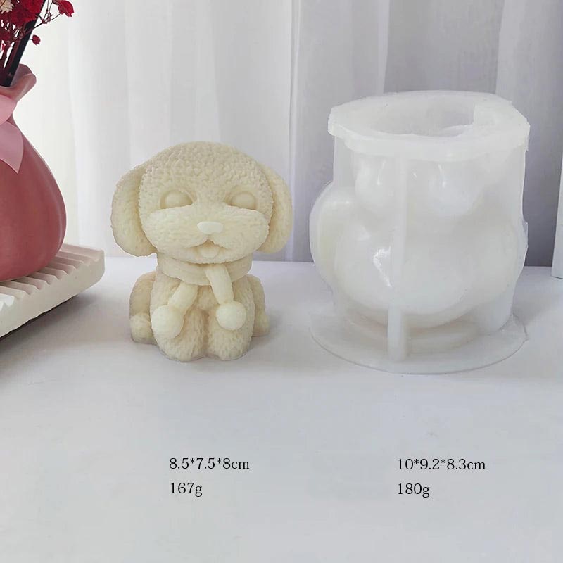 Adorable Scarf Wearing Dog Candle Mould