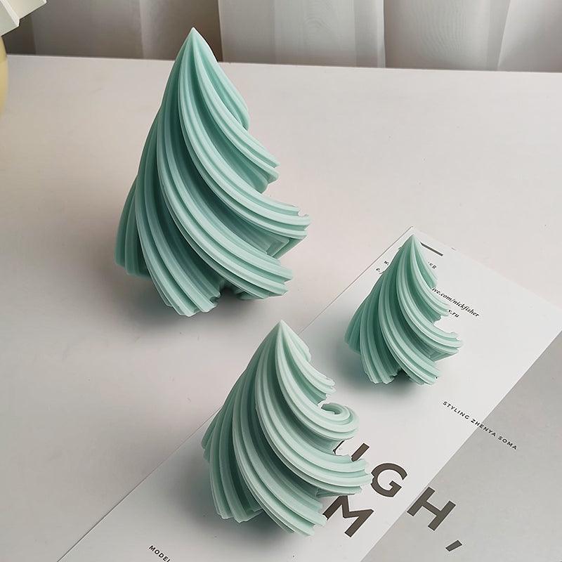 Cone Candle Mould DIY Christmas Tree Geometric Striped Aromatherapy Candle Mould Décor Gift Candles Moulds