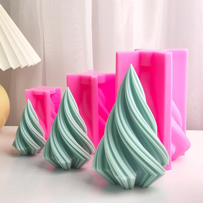 Cone Candle Mould DIY Christmas Tree Geometric Striped Aromatherapy Candle Mould Décor Gift Candles Moulds