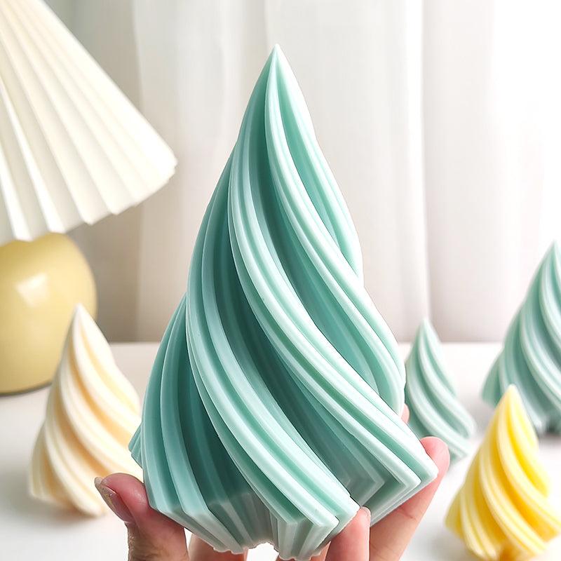 Cone Candle Mould DIY Christmas Tree Geometric Striped Aromatherapy Candle Mould Décor Gift Candles Moulds