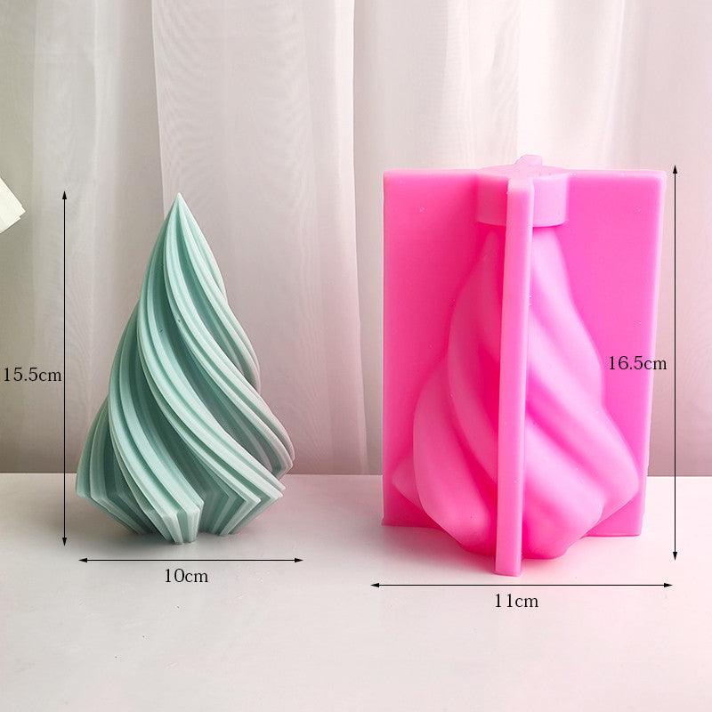 Cone Candle Mould DIY Christmas Tree Geometric Striped Aromatherapy Candle Mould Décor Gift Candles Moulds