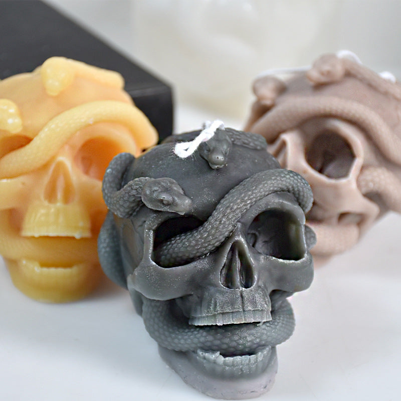 Craft Haunting Halloween Candles with Snake Winding Skull Mould | DIY Candles Moulds