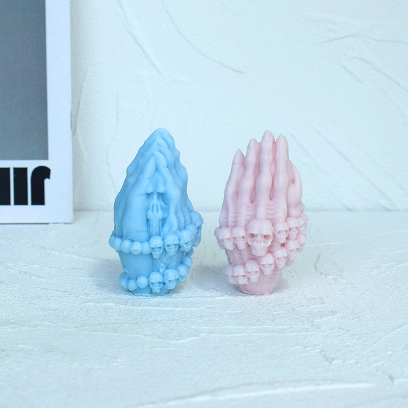 Craft Spooky 3D Skull Beads with Gesture Prayer Hand Mould Candles Moulds