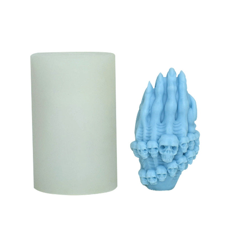 Craft Spooky 3D Skull Beads with Gesture Prayer Hand Mould Candles Moulds