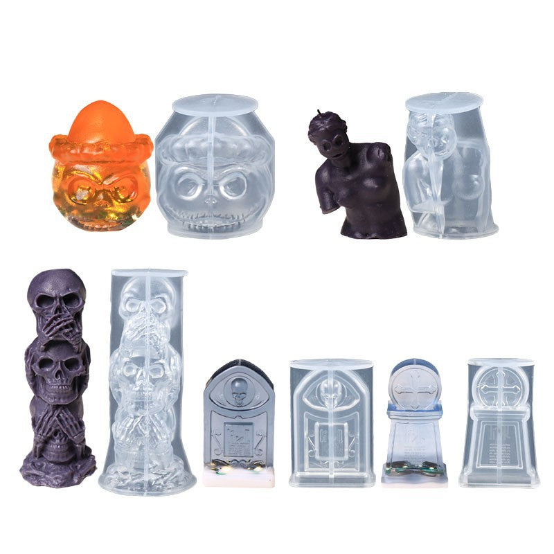 Craft Spooky Delights with our Halloween Pumpkin Skull Silicone Candle Mould Candles Moulds