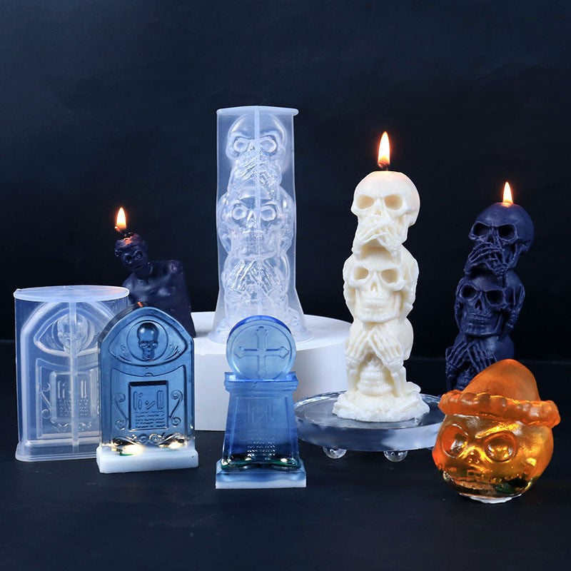 Craft Spooky Delights with our Halloween Pumpkin Skull Silicone Candle Mould Candles Moulds
