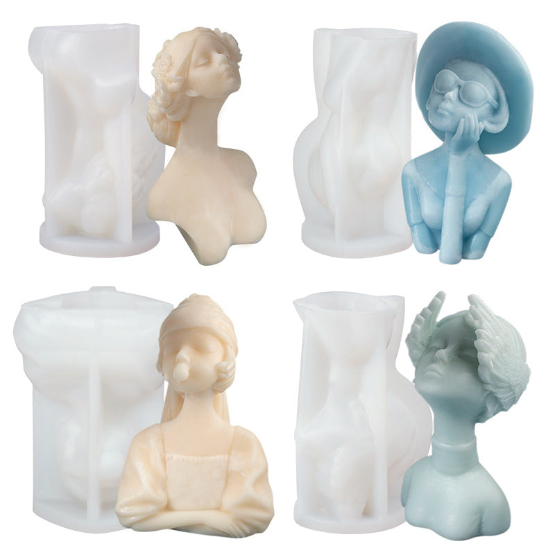Craft Timeless Beauty: Stylish Retro Girl Portraits Candle Mould Candles Moulds