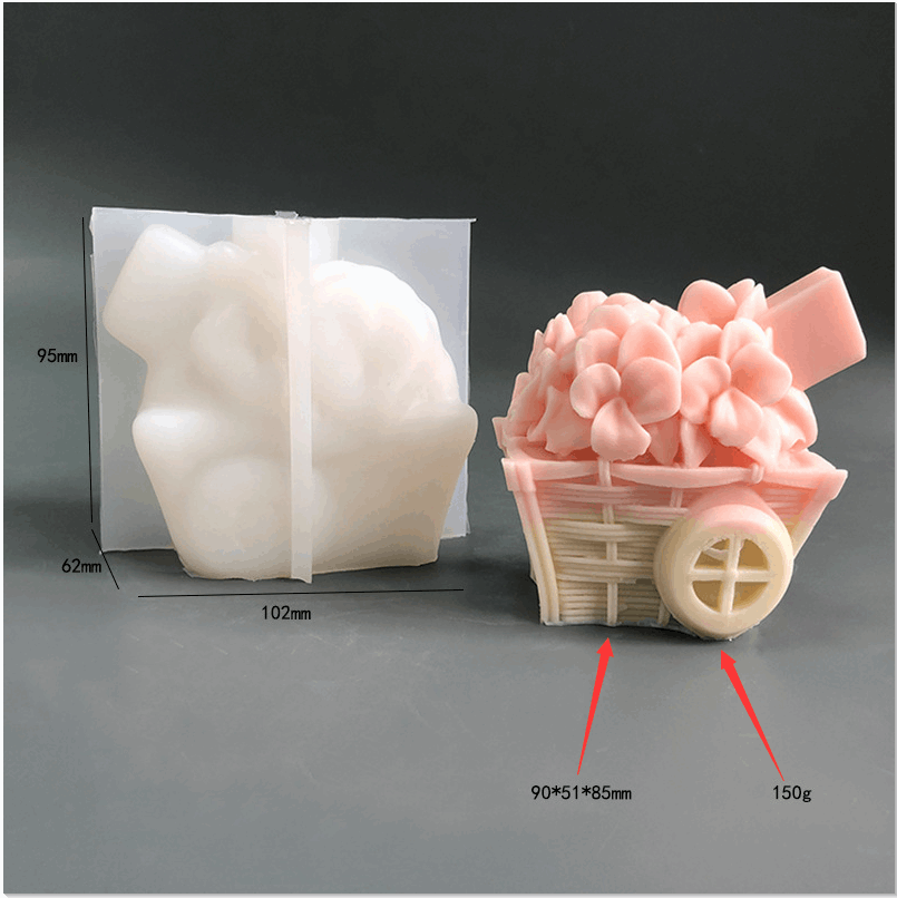 Create Exquisite Aromatherapy Candles with our 3D Flower Cart Silicone Mould Candles Moulds