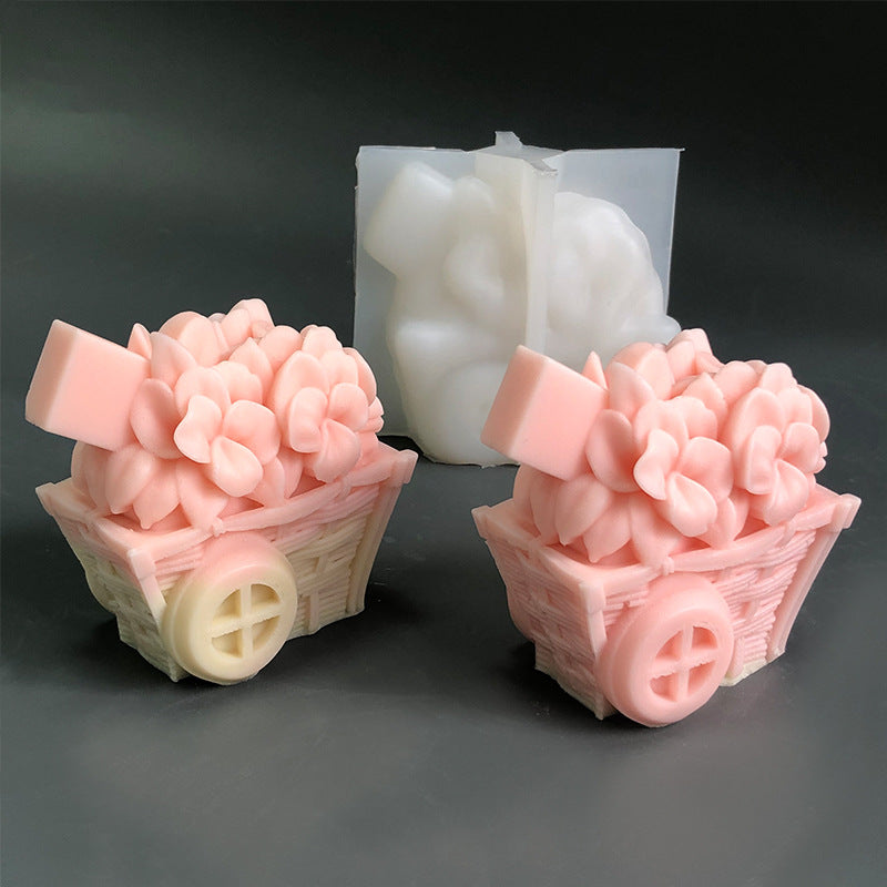 Create Exquisite Aromatherapy Candles with our 3D Flower Cart Silicone Mould Candles Moulds