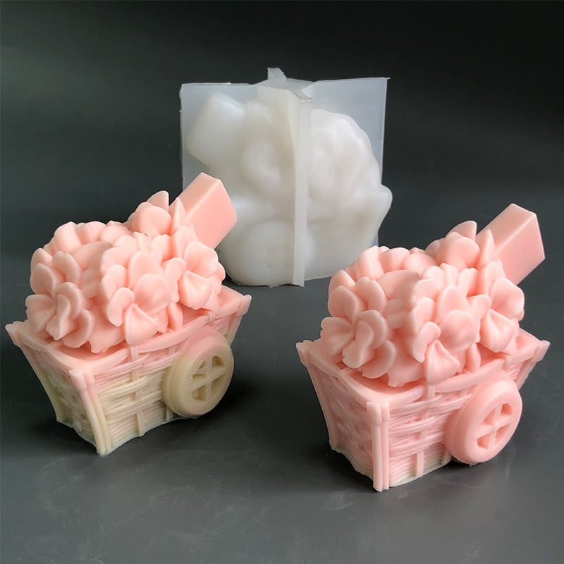Create Exquisite Aromatherapy Candles with our 3D Flower Cart Silicone Mould Candles Moulds