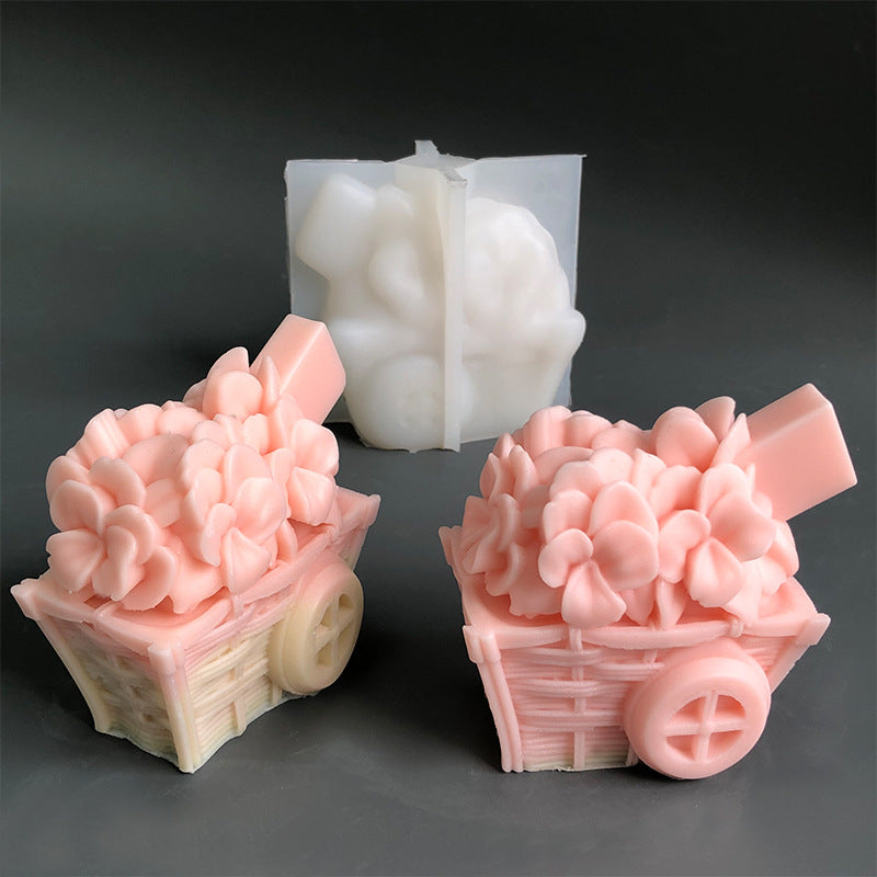 Create Exquisite Aromatherapy Candles with our 3D Flower Cart Silicone Mould Candles Moulds