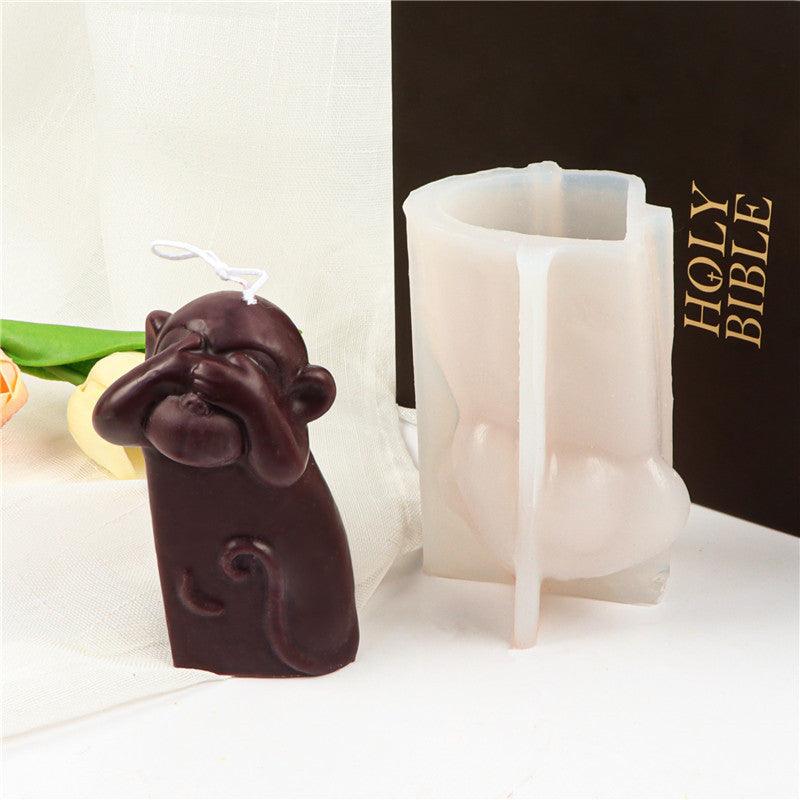 Creative Silicone Animal Shy Monkey Candle Mould Candles Moulds
