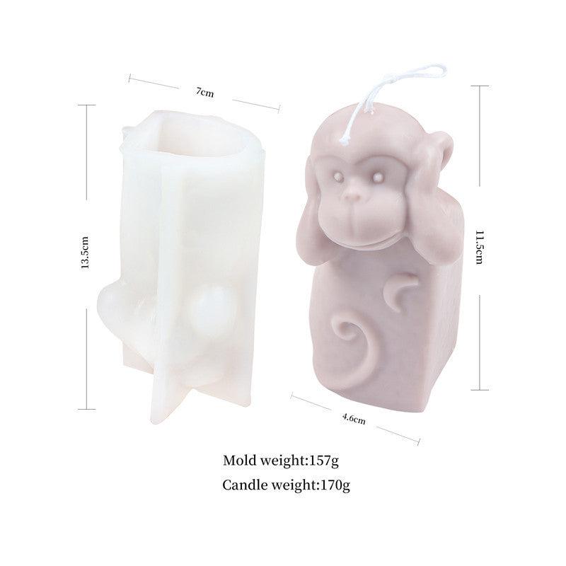 Creative Silicone Animal Shy Monkey Candle Mould Candles Moulds