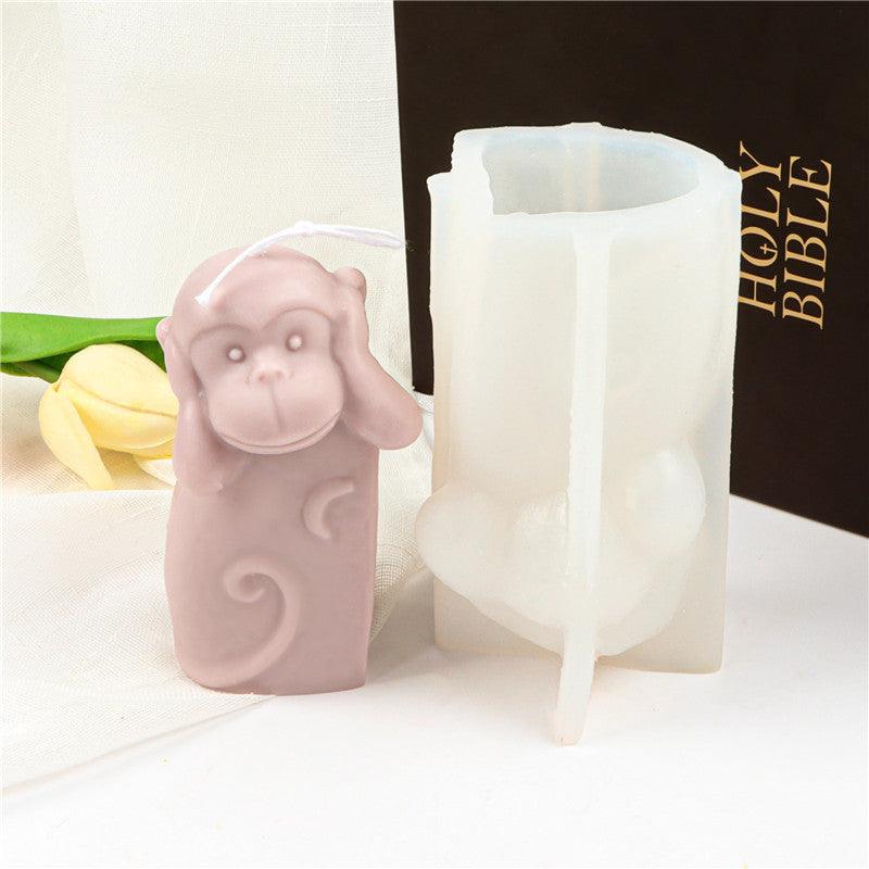 Creative Silicone Animal Shy Monkey Candle Mould Candles Moulds