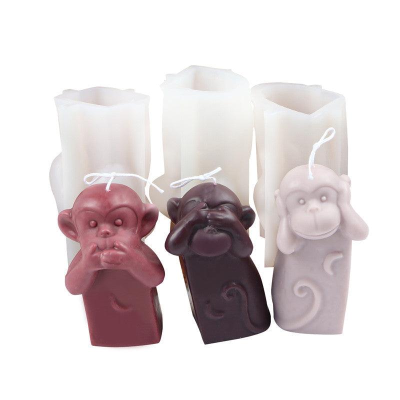 Creative Silicone Animal Shy Monkey Candle Mould Candles Moulds