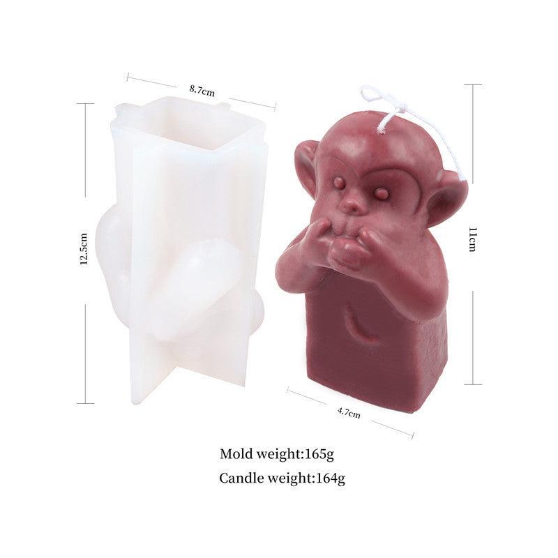 Creative Silicone Animal Shy Monkey Candle Mould Candles Moulds