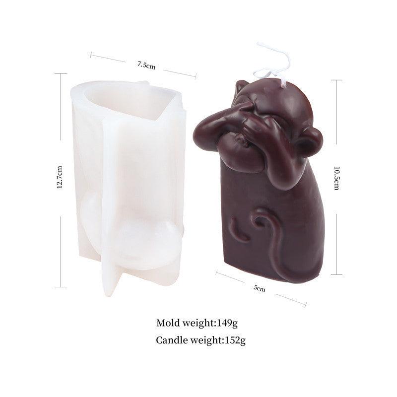 Creative Silicone Animal Shy Monkey Candle Mould Candles Moulds