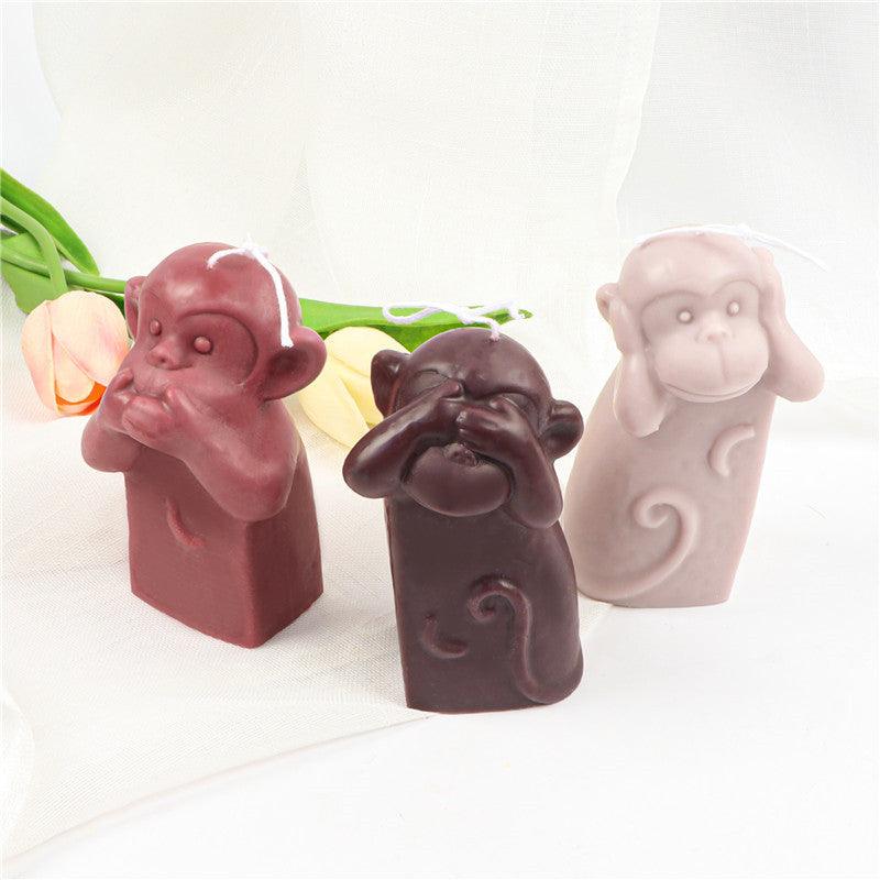 Creative Silicone Animal Shy Monkey Candle Mould Candles Moulds