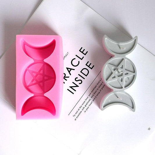 Creative Star And Moon Candle Mould Handmade Lucky Pentagram Candle Tabletop Decoration Silicone Mould Candles Moulds